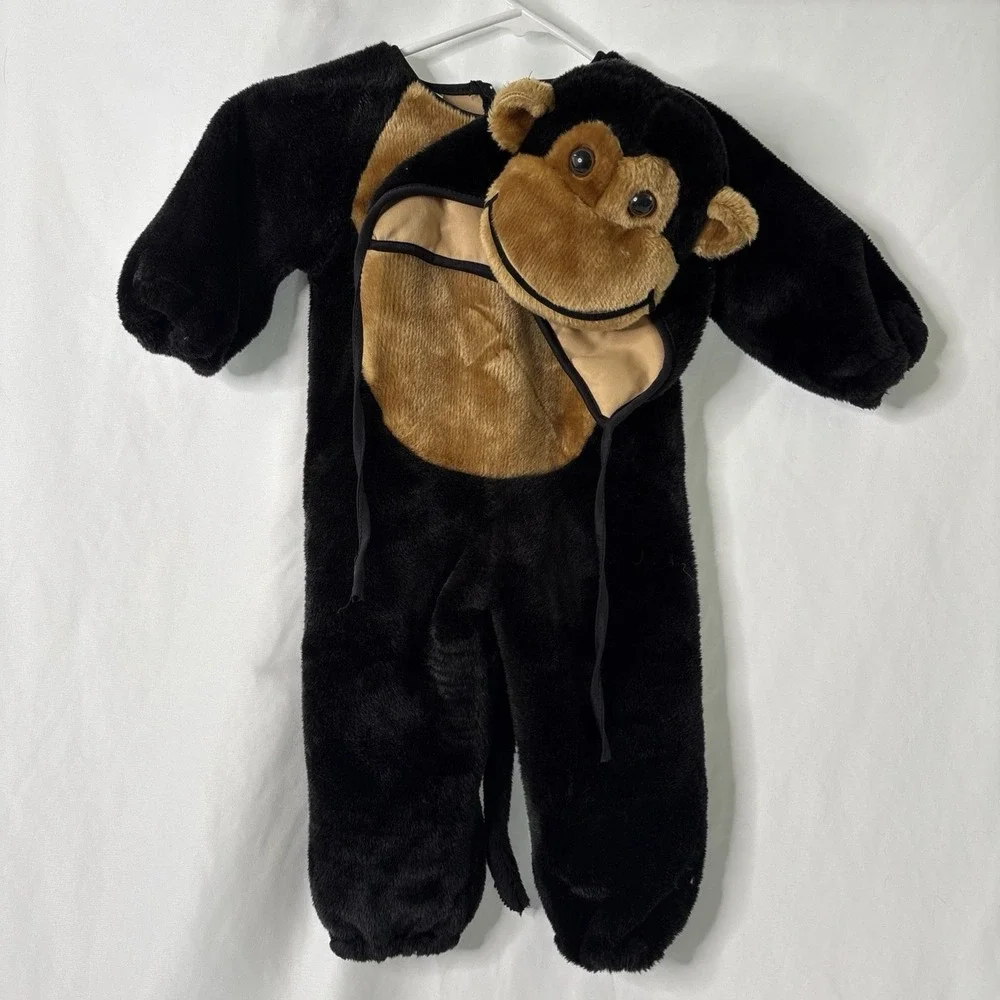 Jo-Ann Stores Monkey Costume Baby Plush Halloween Jumpsuit Hat Shoes 12-18m‎